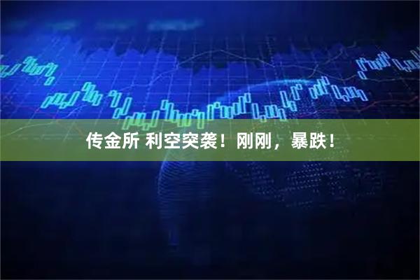 传金所 利空突袭！刚刚，暴跌！